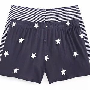 NWT 🇺🇸2 Pair New Women’s Boxer Shorts Navy Blue & White Stripes + Navy & Stars